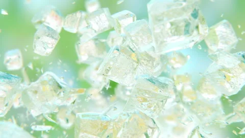 Jumping frosted fresh ice cubes in 4K Slow motion Stock Footage 152808331