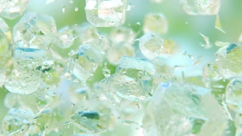 Jumping frosted ice cubes in 4K Slow motion Stock Footage 147397853