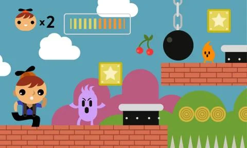 Jumping fun platform videogame Stock Illustration