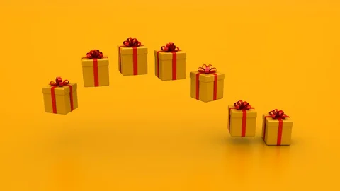 Jumping Gift Boxes Form A Wave Video stock 120772215