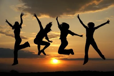 Jumping girls Stock Illustration