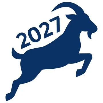 Jumping goat silhouette with 2027 vector icon Ilustração Stock