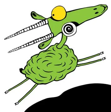 Jumping green goat Stock Illustration