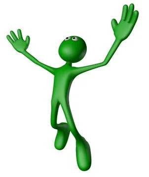 Jumping green guy on white background - 3d illustration Stock Illustration