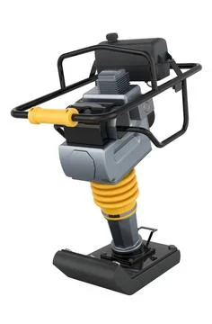 Jumping Jack Compactor, Petrol Engine Trench Rammer. 3D rendering Jumping ... Stock Photos