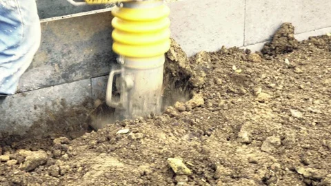 Jumping Jack Compactor. Vibratory blower, mechanical jump Vídeo Stock 90862354