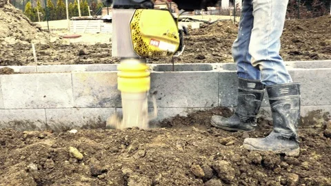 Jumping Jack Compactor. Vibratory blower, mechanical jump Vídeo Stock 92417928