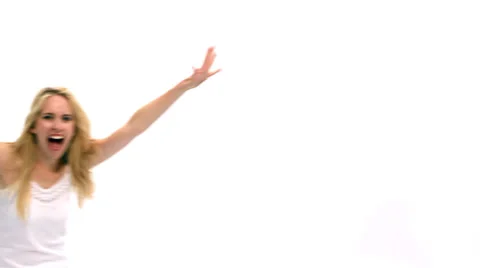 Jumping for joy - Diverse group of young adults coming together to form a happy Видео 32959400