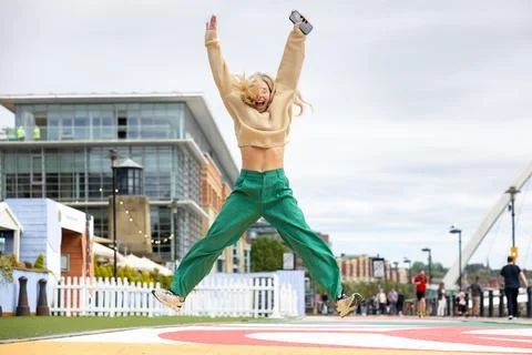 Jumping Up with Joy Stockfoto's