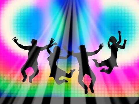 Jumping joy represents light burst and happy Stock-Illustration