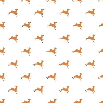 Jumping jumping deer seamless pattern on white background Stock Illustration
