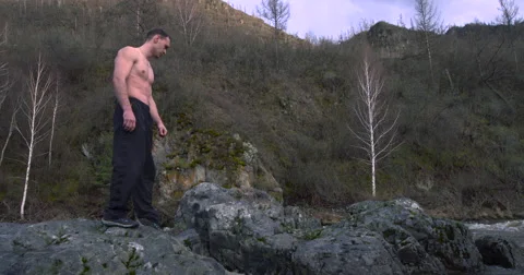 Jumping karateka Stock Footage 63031934