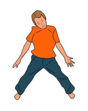 Jumping kid boy. Vector illustration on white. Stock Illustration