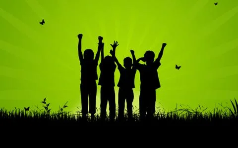 Jumping kids Stock Illustration