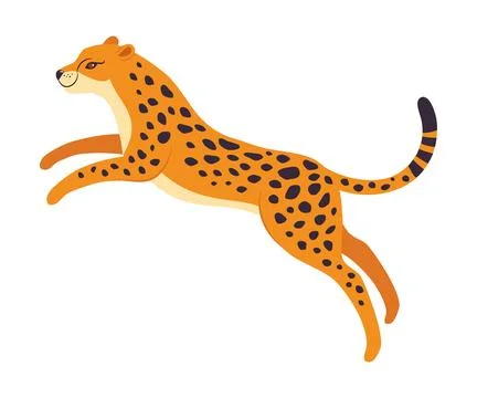 Jumping Leopard as Wild Cat with Long Spotted Body Vector Illustration Illustrazione stock