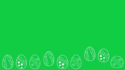 Jumping line of easter eggs animation on green screen Stock Footage 266788056