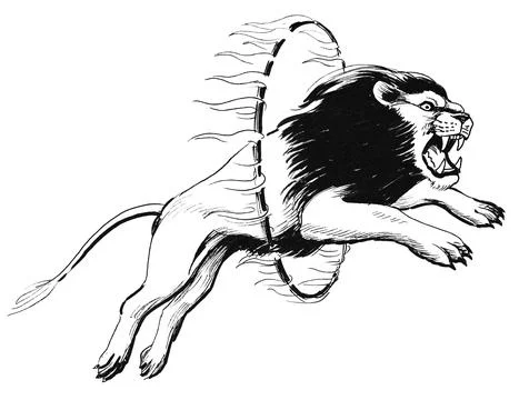Jumping lion Stock Illustration