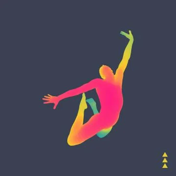 Jumping Man. 3D Model of Man. Human Body. Sport Symbol. Design Element. Stock Illustration