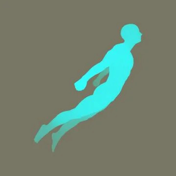 Jumping Man. 3D Model of Man. Human Body. Sport Symbol. Design Element. Stock Illustration
