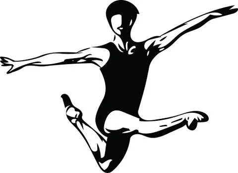 Jumping man, abstract lines drawing Stock Illustration