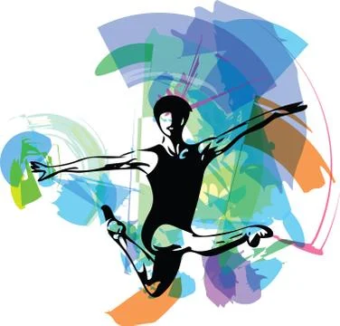 Jumping man, abstract lines drawing Illustrazione stock