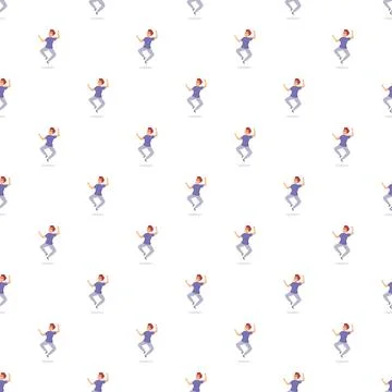 Jumping man character seamless pattern background for celebration Stock Illustration