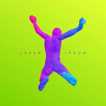 Jumping man. Design template. 3d vector illustration. Stock Illustration