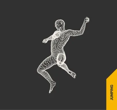 Jumping man. Freedom concept. 3d vector Illustration. Stock Illustration