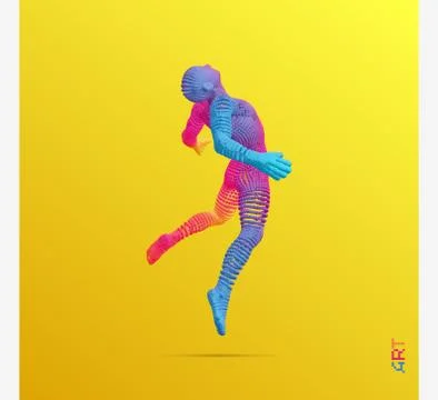 Jumping man. Man floating and hovering in the Air. 3d vector illustration. Stock Illustration