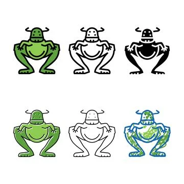 Jumping monster color icon vector looks 库存插图