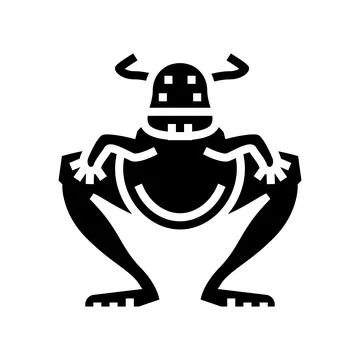 Jumping monster glyph icon vector illustration Illustrazione stock