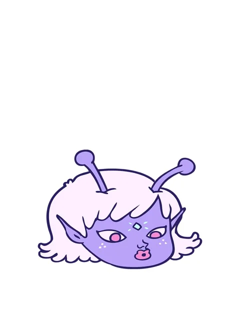 Jumping motion animation of cartoon alien space girl face Stock Footage 324487443