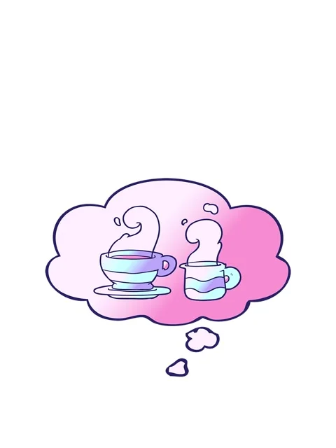 Jumping motion animation of cartoon cup of coffee with thought bubble in sm.. Stock Footage 324300849