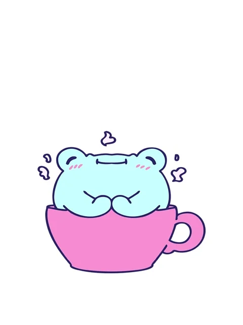 Jumping motion animation of cartoon of a cute frog sitting in a coffee cup Stock Footage 324406331