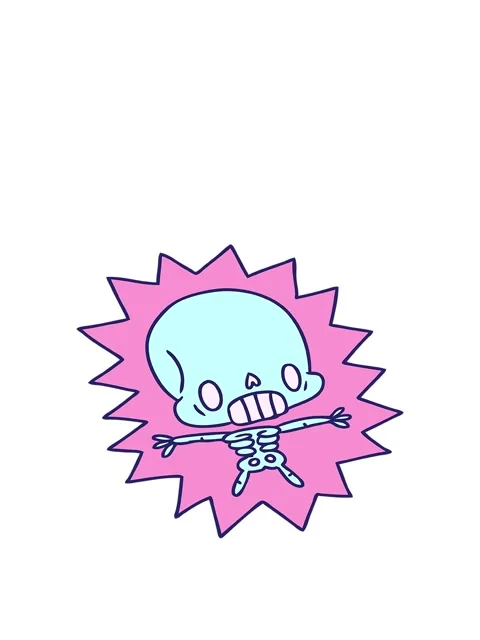 Jumping motion animation of cartoon illustration kawaii electrocuted skeleton Stock Footage 324221950