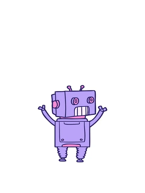 Jumping motion animation of a cartoon robot doodle Stock Footage 324464861