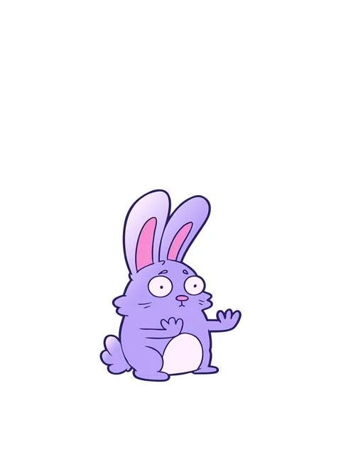 Jumping motion animation of cartoon scared rabbit Stock Footage 324344949