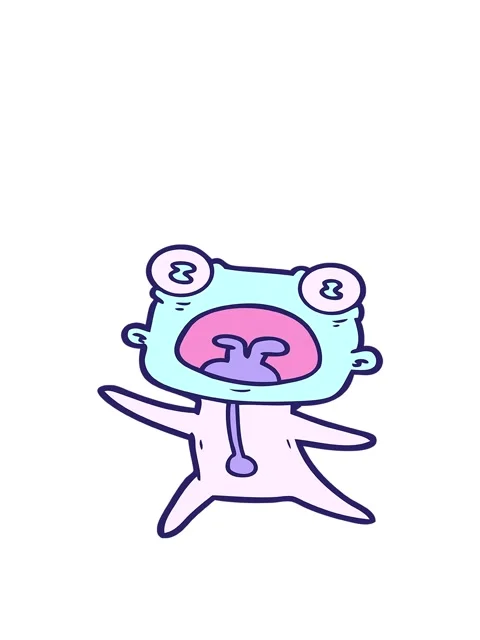 Jumping motion animation of cartoon weird alien running away Stock Footage 324408592