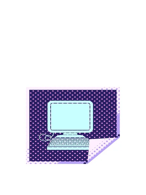 Jumping motion animation of computer with mouse and screen square peeling s.. Stock Footage 324377552