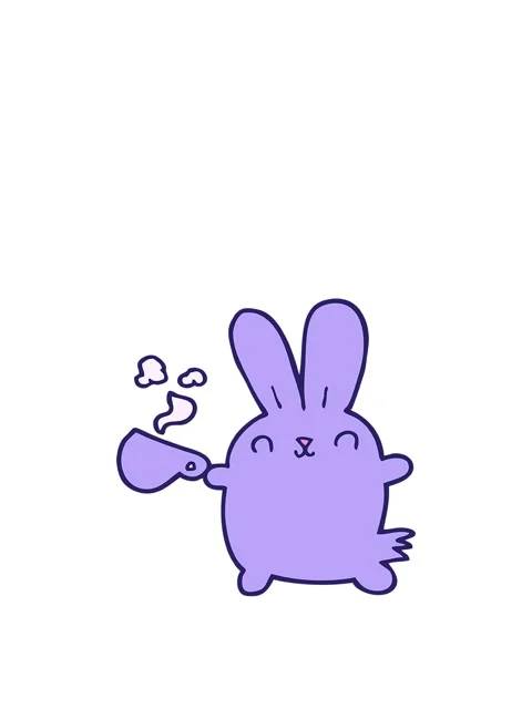 Jumping motion animation of cute cartoon rabbit with coffee cup Stock Footage 324052562
