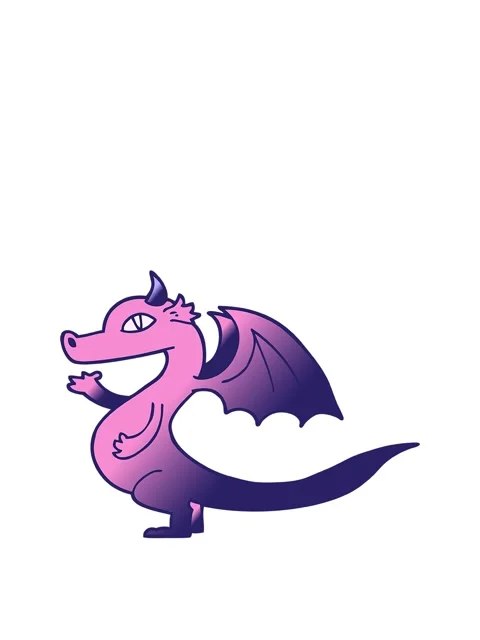 Jumping motion animation of cute vector gradient illustration cartoon dragon Stock Footage 324430415