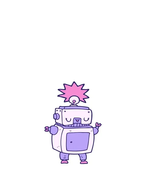 Jumping motion animation of freehand drawn cartoon robot Stock Footage 324425037