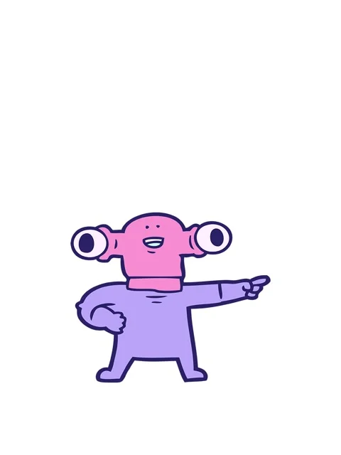 Jumping motion animation of friendly cartoon alien pointing Stock Footage 324282737