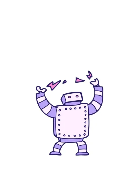 Jumping motion animation of hand drawn doodle style cartoon giant robot Stock Footage 324324800