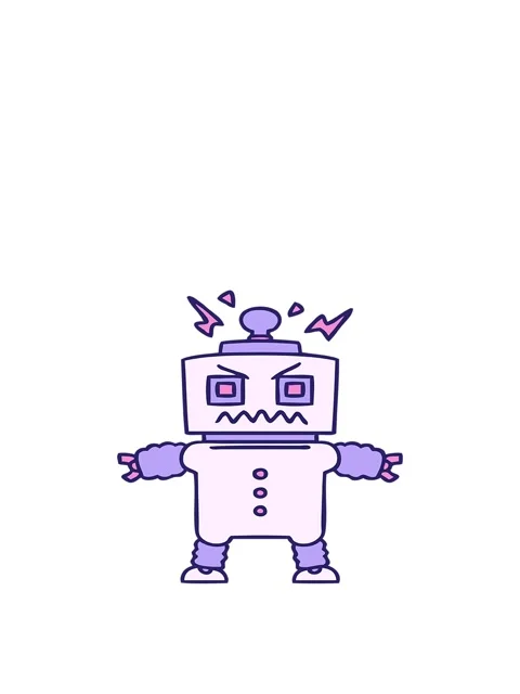 Jumping motion animation of hand drawn quirky cartoon robot Stock Footage 324454989
