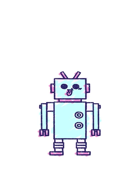 Jumping motion animation of Happy Robot Chalk Drawing Stock Footage 324303599