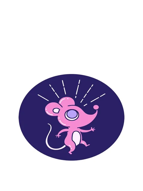 Jumping motion animation of icon of a tattoo style mouse character Stock Footage 324110181