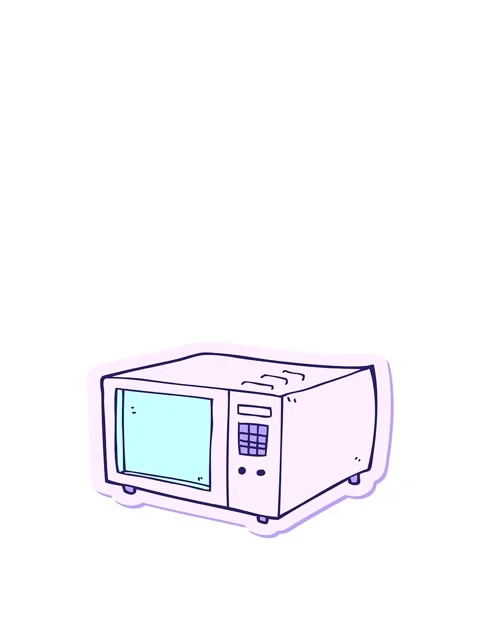 Jumping motion animation of sticker of a cartoon microwave Stock Footage 324234699