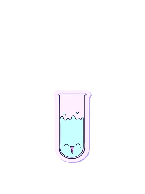 Jumping motion animation of sticker of a cartoon happy test tube Stock Footage 324465160