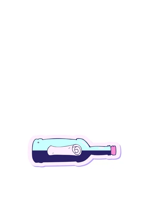 Jumping motion animation of sticker of a message in a bottle cartoon Stock Footage 324090163